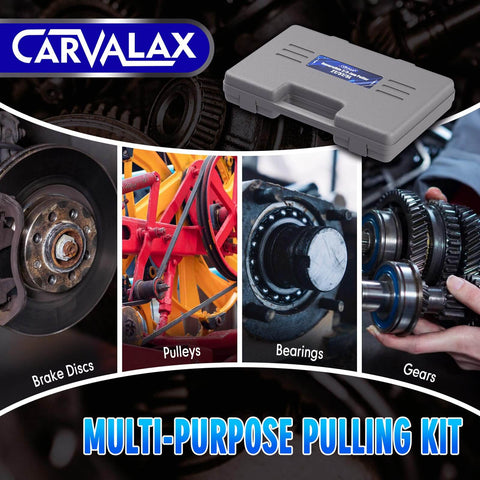 Heavy Duty Gear Puller Set With 2T 5T And 5T Wide Spread Jaws Durable CRV Steel in storage case with automotive parts in background