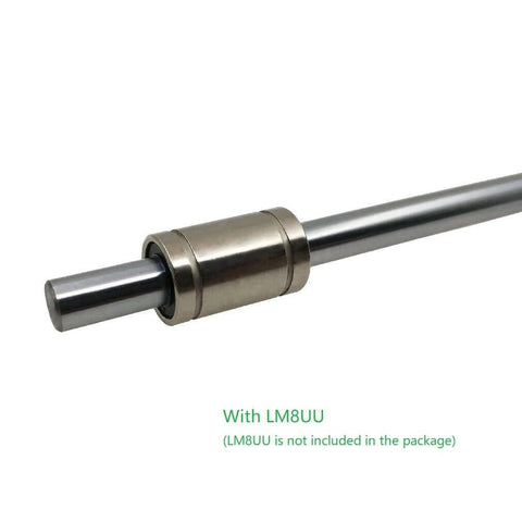 ✝️ 2PCs 8mm x 300mm (.315 x 11.81 inches) Case Hardened Chrome Plated Linear Motion Rod Shaft Guide - Metric h8 Tolerance shown with bearing