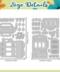 Casino Slot Machine Cutting Dies for Card Making and Scrapbooking, carbon steel die cuts with 777 and Jackpot theme by Delorigin, size details