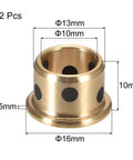 Flange Sleeve Bearing 10Mm Bore 13Mm Outer Diameter 10Mm Length 16Mm Flange Diameter 16Mm Flange Thickness 1 Point 5Mm Cast Brass Bushing 2 Pcs
