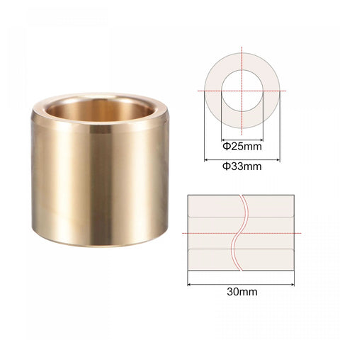 Cast Brass Self Lubricating Sleeve Bearing Bushing With 25mm Bore And 33mm Outer Diameter And 30mm Length, diagram shown