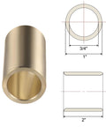Sleeve Bearing Three Quarters Inch Bore One Inch Outer Diameter Two Inch Length Cast Brass Self Lubricating Bushing with diagram