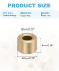 Self Lubricating Cast Brass Sleeve Bearings 3mm Bore by 6mm Outer Diameter and 4mm Length Gold Tone Pack of 12