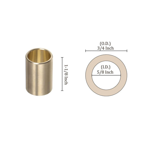 Two Pack Cast Brass Oilless Sleeve Bearings 5/8 Inch By 3/4 Inch Outer Dia By 1-1/8 Inch Length Wrapped Bushings