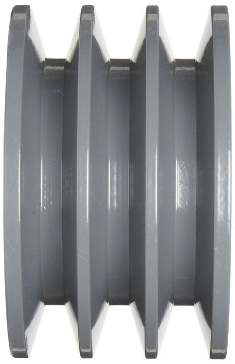 Side view of Classical V Belt Sheave for B Belt Section with Three Grooves in Cast Iron, 9.75 Inch Outer Diameter, SK Bushing Required