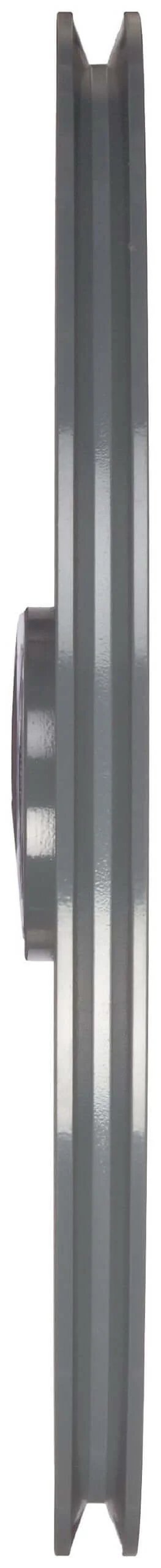 Side view of Classic V Belt Sheave For B Belt Section One Groove Cast Iron Thirteen Point Nine Five Inch Outer Diameter SDS Bushing Required