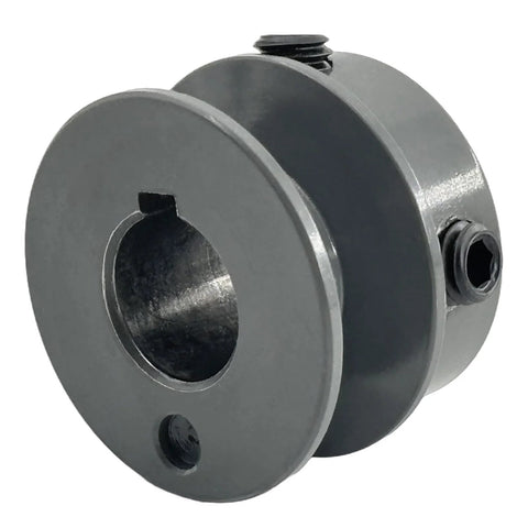 Side view of Cast Iron Belt Pulley AK1558 for V Belt Section A 3L 4L with 5/8 inch bore, outside diameter 1.55 inches, 1 groove.