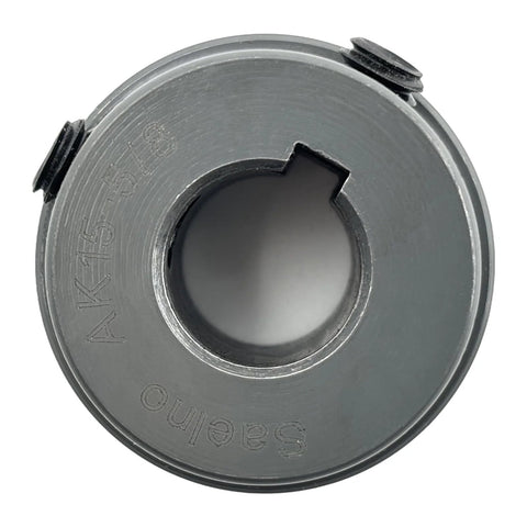 Front view of Cast Iron Belt Pulley AK1558 for V Belt Section A 3L 4L with 5/8 inch bore and 1 groove, precisely machined.