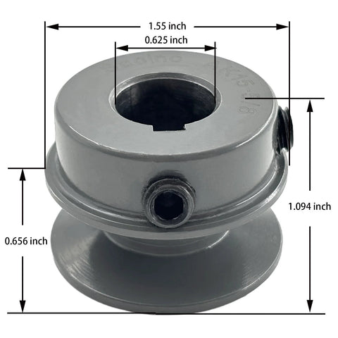 Cast Iron Belt Pulley AK1558 For V Belt Section A 3L 4L Five Eighths Inch Bore One Point Five Five Inch Outside Diameter One Groove