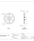 Diagram of B Belt Heavy Duty V Belt Sheave With QT Bushing, 1 Groove, Cast Iron, 8.75 Inch OD, Front and Side Views