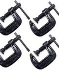 Heavy Duty Cast Iron C Clamps Set One Inch Jaw Opening 0.8 Inch Throat Four Pack For Woodworking Welding And Building