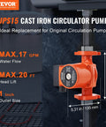 High Flow Cast Iron Circulation Pump For Home Heating And Hot Water Recirculation installed view 17 GPM 1 Inch Flange