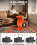 Front view of Cast Iron Circulator Pump for Home Water Heating 17 GPM 120V AC 1 Inch Flange 3 Speed Settings in living room.