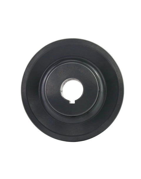 Front view of Double Groove Pulley For V Belts A 3L And 4L AK Fixed Bore 4.75 Inch Outer Diameter 1 Inch Bore Cast Iron Sheave