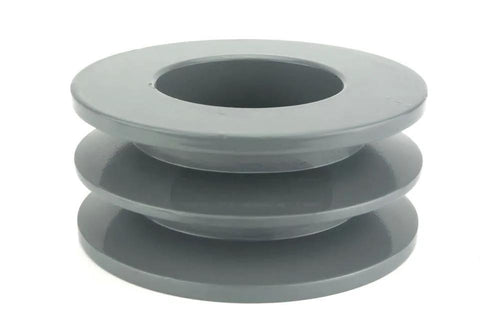 Durable 4 inch cast iron dual groove pulley for B5L belts and 1-3/8 inch shaft with solid steel H bushing for air compressors