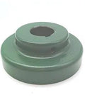 Heavy Duty Cast Iron Mechanical Flange Coupling 6J-1 Series with Keyway, green, top view, industrial use.