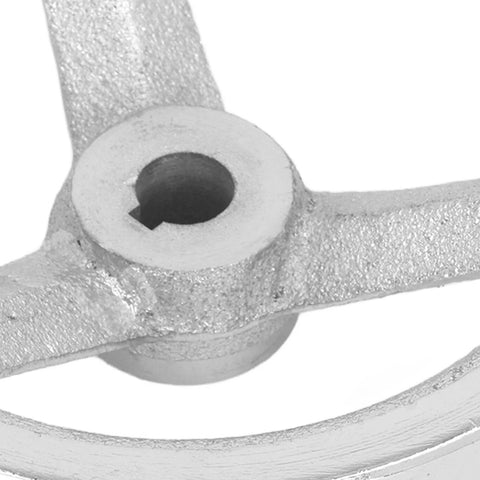 Close-up of 125mm Diameter Rotary Handwheel With 12mm ID Bore Cast Iron Chrome Plated Round Hand Wheel three spoke detail