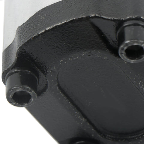 Close-up of 4-18GPM Hydraulic Gear Pump SAE A-2 Flange Cast Iron 9-Spline Shaft CW showing cast iron body and flange details