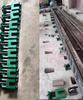 Adjustable Cast Iron Machine Leveling Feet Pad Set For Built Tough Heavy Duty Machinery in a set of eight, installed for stabilization