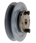 Durable 4.5 Inch Cast Iron Single Groove Pulley Designed For 5L Belts With A 5/8 Inch Bushing in side view
