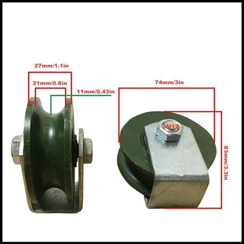 Pulley,Pulley Wheel, 2pc Cast Iron Directional Sheave,Track Wheel,Double Bearing,for Round Tube, Industrial Machines,Sliding Door,Rolling Gates,Wire Rope Rails(74mm)