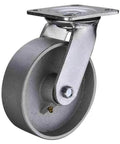 4 inch heavy duty caster wheel 551 lbs - cast iron - top plate mount, designed for smooth motion and steady alignment, front view