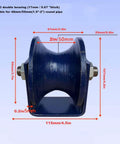 Heavy Duty Barn Door Rigid Wheel with U-Groove Casters in Cast Iron for Inverted Track, 95mm diameter, suited for industrial machines.