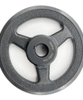 Top view of Beefy 5.95 Inch Outside Diameter V Belt Pulley With Seven Eighths Inch Bore Cast Iron Construction For AX 3L 4L V Belts