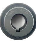 Front view of V Belt Pulley 1 Inch Bore 2.5 Inch OD Single Groove Cast Iron Sheave with visible keyseat and anti-rust coating AK251 Pulley