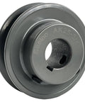 Three Quarter Inch Bore V Belt Pulley With Two Point Five Inch Outer Diameter One Groove Cast Iron Motor Pulley For A 3L And 4L V Belts Not For Toothed Belts AK2534 Style Designed For Long Life And Quiet Operation, front view
