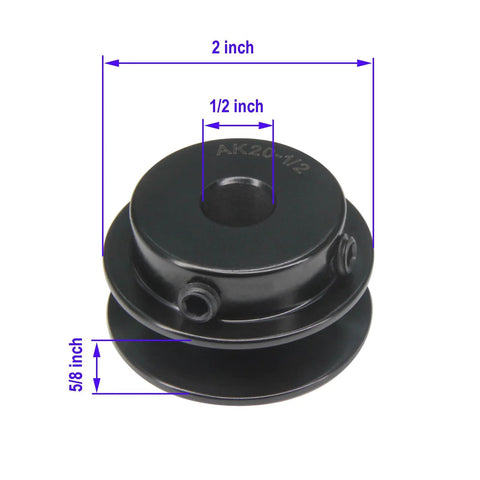 Single Groove Web Sheave Cast Iron Belt Pulley For V-Belt Drives 2.0 Inch Outer Diameter With 1/2 Inch Bore AK20 1/2 Inch Bored Pulley