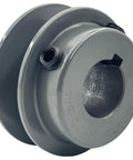 Side view of Two Inch Outside Diameter V Belt Pulley With One Groove For Three Quarter Inch Bore Cast Iron Motor Pulley Suitable For A Belt Section Three L And Four L With Standard Keyseat Three Sixteenth By Three Thirty Second Not For Toothed Belts