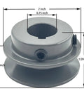Two Inch Outside Diameter V Belt Pulley With One Groove For Three Quarter Inch Bore Cast Iron Motor Pulley with dimensions shown