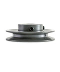 Heavy Duty Cast Iron V Belt Pulley By QWORK AK3558, 3.55 inch OD, 5/8 inch bore, single groove web sheave, side view