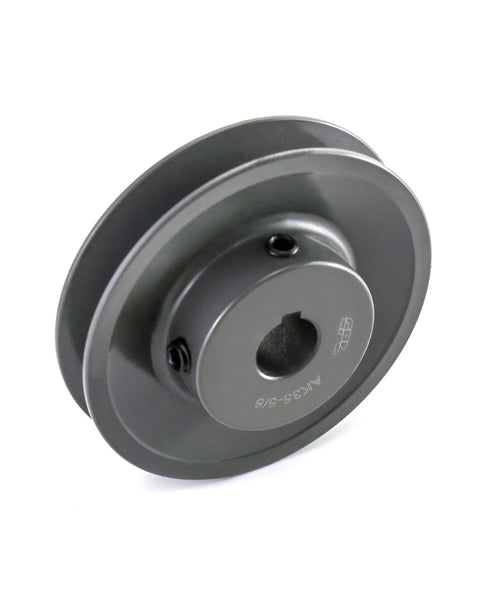 Heavy Duty Cast Iron V Belt Pulley By QWORK AK3558, 3.55 Inch OD, 5/8 Inch Bore, Single Groove Web Sheave For V-Belt Section A, 4L