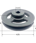 V Belt Pulley 4.75 Inch Outer Diameter With Five Eighth Inch Fixed Bore Cast Iron AK Single Groove For A 3L And 4L V Belts