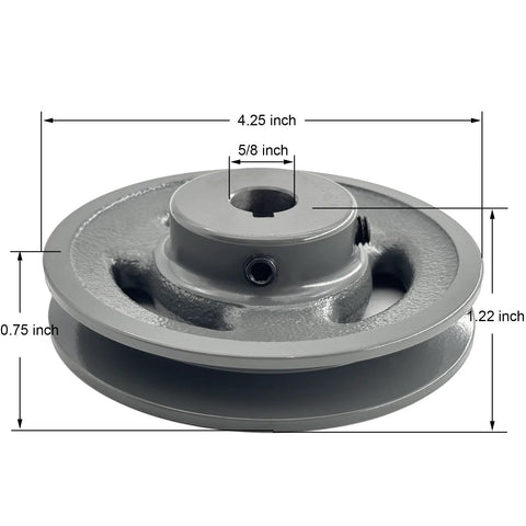 4.25 Inch V Belt Pulley For 5/8 Inch Bore Shaft One Groove Cast Iron V-Belt Sheave For A AX 3L 4L Belts, AK4458 Pulley By Saelno