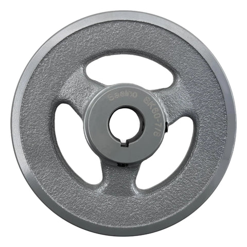 Front view of Heavy Duty Cast Iron V Belt Pulley With Seven Eighth Inch Bore And Five Point Seven Five Inch Outer Diameter One Groove BK6078