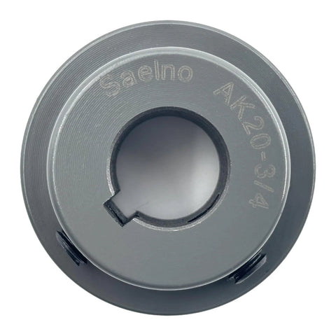 Top view of Two Inch Outside Diameter V Belt Pulley With One Groove For Three Quarter Inch Bore Cast Iron Motor Pulley with keyseat.