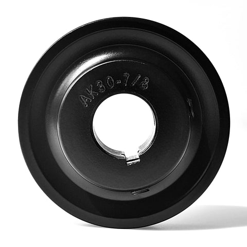Front view of Heavy Duty Cast Iron V Belt Pulley for A, 3L and 4L Belts, 3 Inch Outside Diameter, 7/8 Inch Bore, Single Groove Pulley AK30-7/8