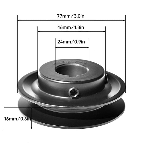 Heavy Duty Cast Iron V Belt Pulley For A, 3L And 4L Belts, 3 Inch Outside Diameter, 7/8 Inch Bore, Single Groove Web Pulley AK30-7/8