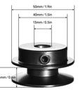 Side view of Heavy Duty Cast Iron V Belt Pulley For A, 4L And AX Belts with 1/2 Inch Bore, 1.9 Inch Outer Diameter, showing dimensions.