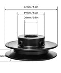 Side view of Single Groove V Belt Pulley For A AX 3L 4L Belts, Three Quarter Inch Bore, Three Inch Outer Diameter, Cast Iron Construction