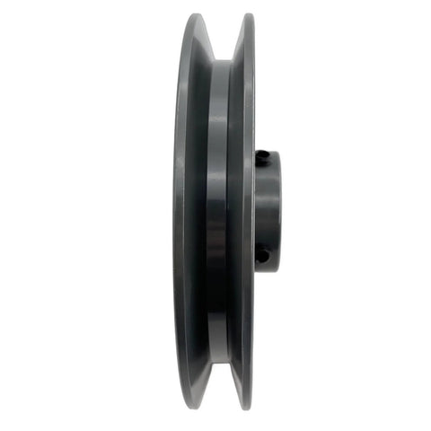 Side view of Heavy Duty Cast Iron V Belt Pulley With Seven Eighth Inch Bore And Five Point Seven Five Inch Outer Diameter One Groove. 