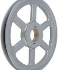 Side view of B Belt Heavy Duty V Belt Sheave With QT Bushing, 1 Groove, Cast Iron, 8.75 Inch OD, 2860 Max RPM, industrial use.