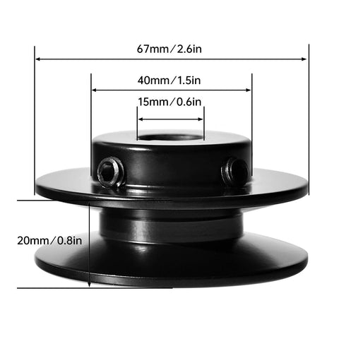 BK25 5/8 Inch Single Groove V Belt Pulley Cast Iron 2.6 Inch Outside Diameter with dimensions labeled