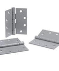 4.5 Inch By 4.5 Inch Ball Bearing Hinge Set Of 3 for mortise doors, cast steel construction shown in various positions.