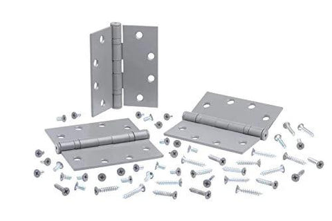 4.5 Inch By 4.5 Inch Ball Bearing Hinge Set Of 3 For Mortise Doors with included wood and machine screws, cast steel