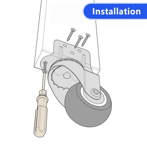 Installation of Heavy Duty Casters Set Of 4 With Brake For Baby Beds Carts And Cabinets 1 Inch L Shape Side Mount TPR Plate Wheels
