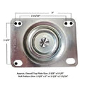 Set Of 4 Replacement Casters For Commercial Carts With 5 Inch Non Marking Grey Rubber Wheels Includes 2 Swivel And 2 Rigid Casters 140 Lb Per Caster 560 Lb Per Set Fits 4400 And 4500 Series Carts Overall Height 5 3/4 Inches Bolt Hole Spacing 1 3/4 By 3 metal top plate with bolt hole spacing